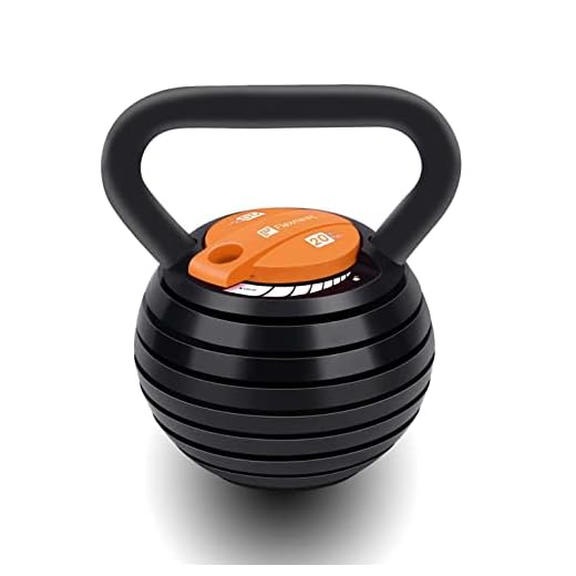 Flexnest The Flexikettle 7-In-1 Adjustable Weight Kettlebells, German Designed Adjustable Weights 5 lbs to 20 lbs, For Men & Women, 20 lbs - Black & Orange