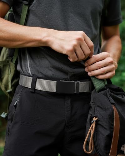 Image of CHAOREN 1.5 inch Nylon Ratchet Belts for Men - Adjustable Casual Work Belt with Slide Buckle - Trim to Fit