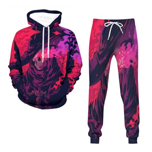 Survêtement homme squelette du diable sweat capuche pantalon jogging