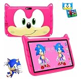Tablet Infantil Android 13, 7 Polegadas, 4GB RAM, 64GB, Capa Protetora Sonic, Wi-Fi 5G (cor-de-rosa)