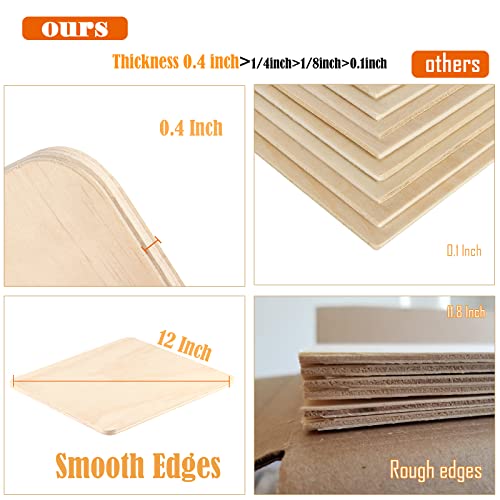 2/5 Inch Thick Pine Wood Sheets For Crafts, 5-Pack 12 Inch Square Unfinished Wood Boards For Drawing, Wood Burning, Diy Laser Cutting Projects, Door Sign, Painting, Diy Crafts, Wedding, Christmas. #TOP2