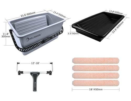 ROLLINGDOG 7PC 18 Inch Paint Roller Kit- 18 Inch Paint Roller Tray,Paint Bucket with Lid,3/8" Microfiber Roller Covers (Pack of 4) - Image 2