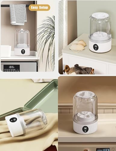 Image of Mini Portable Washing Machine, Rechargeable Cordless Underwear Washing Machine, Automatic Portable Washing Machines for Apartments, Dorm, RV, Travel & Camping (White)