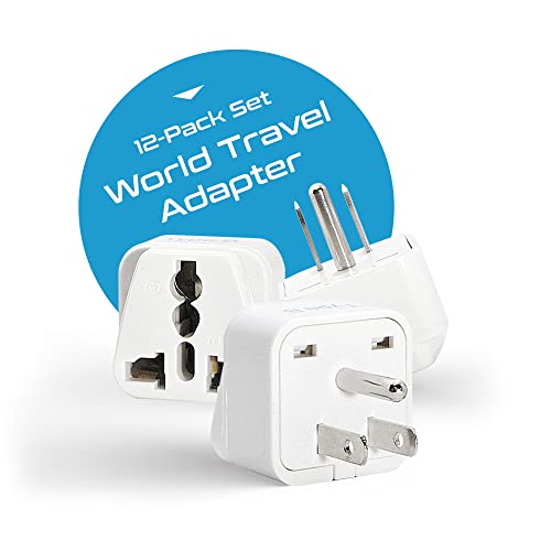 Image of Ceptics Travel Adapter with Types A-M Plugs, Travel Plug Adapter Set Compatible with Power Sockets in All Continents, Compact World International Plug Adaptor Kit, Set of 12,GP-12PK