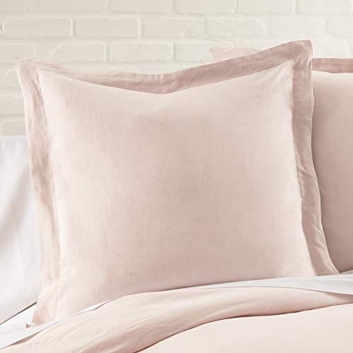 Image of Levtex Home - 100% French Flax Linen - Euro Sham - French Flax Washed Linen - Blush - Sham Size (26x26in.), No Insert