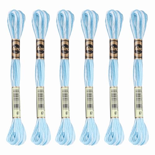 Image of PATIKIL 6 Skeins Embroidery Floss, Polyester Embroidery Threads Bracelets String for Cross-Stitch Hand Embroidery, Light Blue