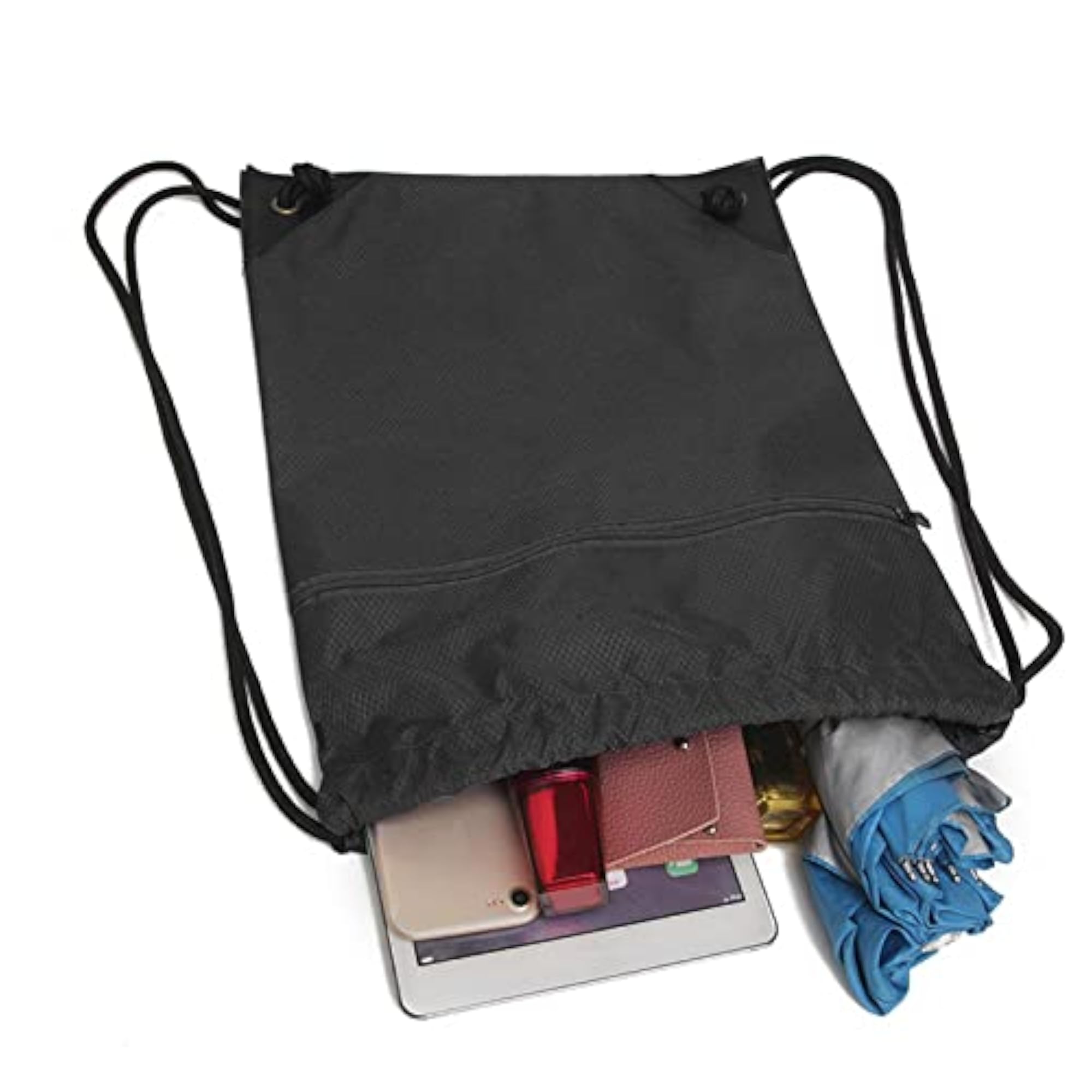 2x Travel Nylon Drawstring Bags for Beach & Gym