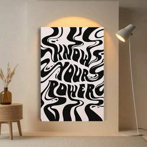 Toile Connaissez votre pouvoir art déco grand format 80x120 cm affiche salon noir et blanc
