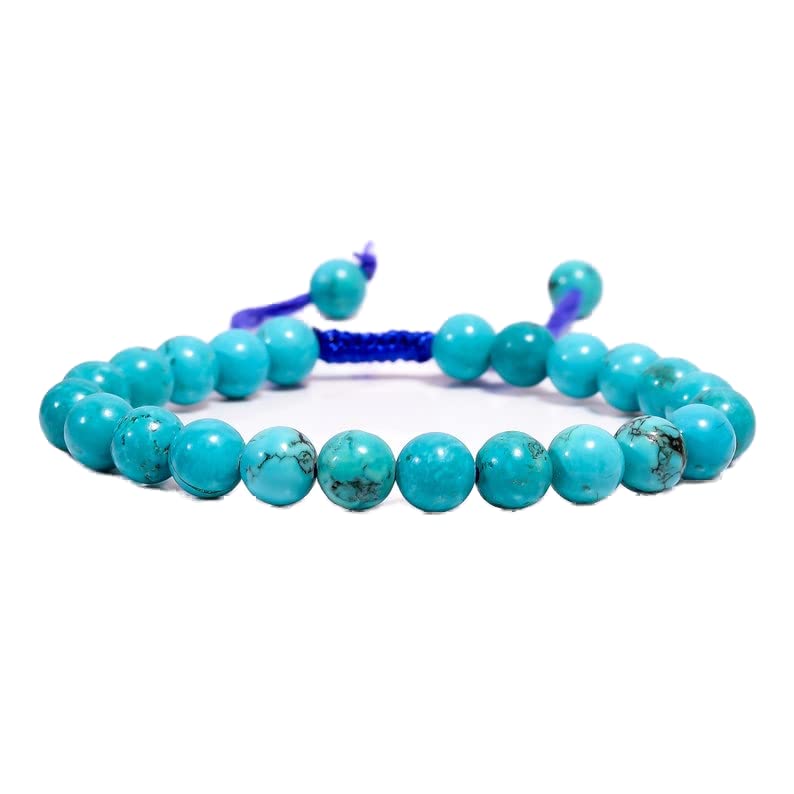 Bracelet en turquoise du Tibet 6mm cordon ajustable pour homme et femme