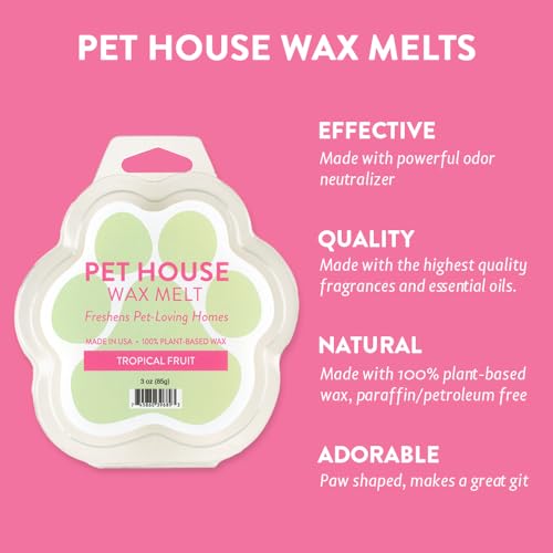 Image of One Fur All Pet House Spring and Summer Wax Melts for Pet Odor, Natural, Plant Based Soy Wax Melts, Long Lasting Fragrance for Fresh Smelling Homes, Tropical Fruit