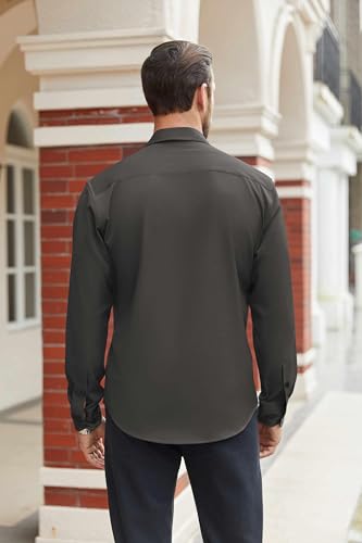 Image of COOFANDY Mens Stretch Dress Shirts Long Sleeve Button Down Shirt Regular Fit Formal Business Shirts