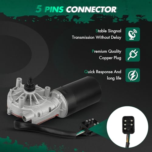 Image of SCITOO Windshield Wiper Motor Fits For 1994-1996 for Mercedes-Benz C220, Replacement OE# 2028205342, 5 - Pin, Front Side | Direct fit for 1995-1997 For Mercedes-Benz For C36 AMG|Replaces OE 2028205342|5 Pins|Fit for Front Wiper Motor Sliver /Black