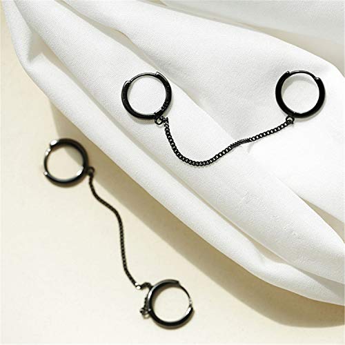Unique Small Silver Chain Handcuff Hoop Earrings Double Piercing Dangle Drop Cartilage Earrings Chic Chain Huggie Hoop Earrings For Men Women Statement Jewelry Gifts (Black) #TOP7