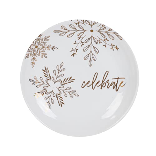 Fitz And Floyd Avondelle Metallic Gold Snowflake Accent Salad Plates, Set Of 4, 9.25-Inch, Multicolor #TOP5