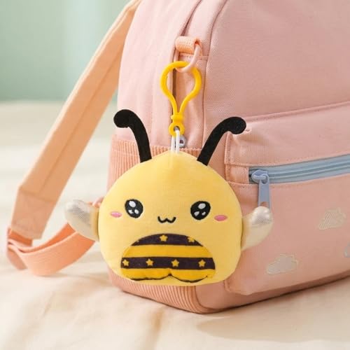Image of Mirada Hanging Bee Soft Plush Toy | Yellow Stuffed Animal Keychain for Kids & Toddlers | Mini Soft Toys, Cute Soft Toys, Stuffed Animals, Funny Toy, Gift Item, Bag Charm, Keyring, Party Favors | 11cm