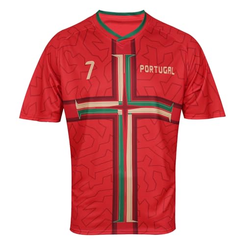 HANLIDA Mens 2026 Fan Soccer Jersey Portugal Soccer Jersey- Fan Version Short Sleeve Shirt for Game Day