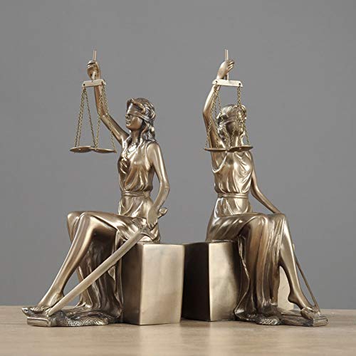 Yb&Gq Lady Scales Of Justice Statue,Roman Goddess Bookends Resin Figurine Great For Lawyer Attorney Judge Sculpture,Bronze Finish-Golden 11X13.5X26Cm(4X5X10Inch) #TOP1