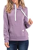 Urban Look Womens Active Long Sleeve Fleece Lined Fashion Hoodie Pullover with Plus Size (Large, A1 Solid Dusty Purple)
