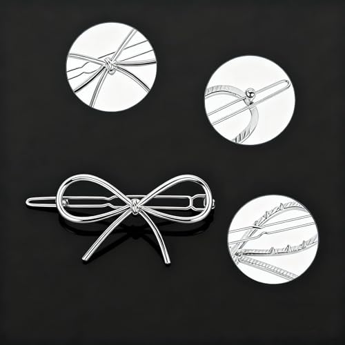 6 Piezas Pinzas de Pelo de Metal con Lazo Elegante para Varios Peinados Clips Antideslizantes para Mujeres (Dorado Plata) miniatura 3