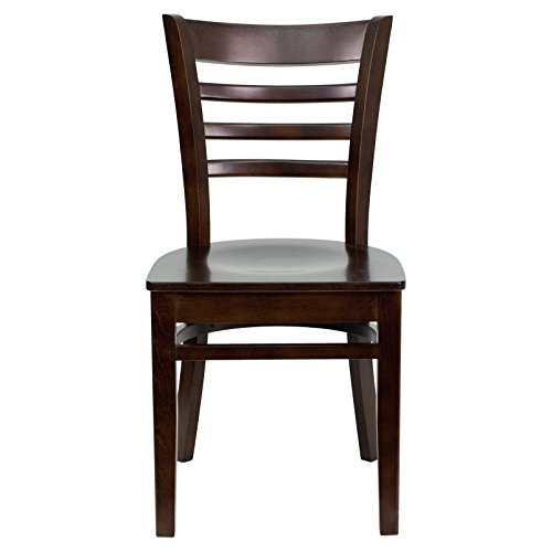 Image of Flash Furniture HERCULES Series Ladder Back Walnut Wood Restaurant Chair