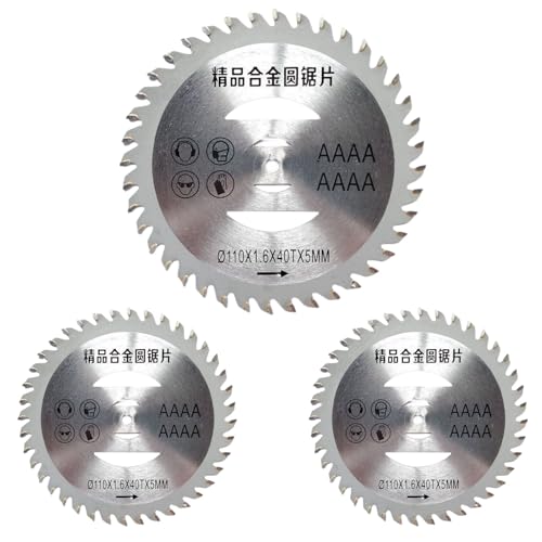 ユアクト 草刈り機の刃 芝刈り機アクセサリー 一般木工用 草刈り機 直径110mm内径5mm 刃数40p 3枚セット (110mm 40P x 3枚セット)