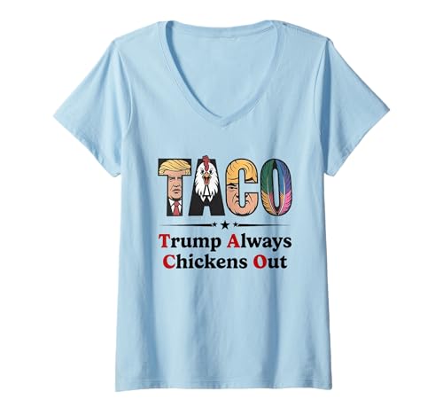 Donna Trumps Chicken Out Taco America Vintage Maglietta con Collo a V