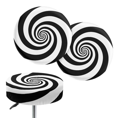 gearider Capa para cadeira de bar, estampa espiral tripla preta e branca, superconfortável e lavável