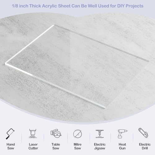 Image of 10 Pack 8 inchx10 inch Clear Acrylic Sheets 1 /8 inch Thick (3mm) Cast Acrylic Plexiglass Sheet Transparent Plastic Sheets for Sign, Laser Engraving and Cutting, Crafting, DIY Display Projects