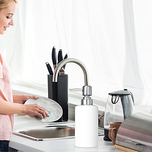 Soap Dispenser, 300ml Ceramic Liquid Dispenser Refillable Hand Lotion Pump Bottles Shampoo Conditioner Shower Gel Dish Detergent Storage Container for Bathroom Countertop Kitchen Laundry Room (White) - Cosy Home Interiors Soap Dispenser, 300ml Ceramic Liquid Dispenser Refillable Hand Lotion Pump Bottles Shampoo Conditioner Shower Gel Dish Detergent Storage Container for Bathroom Countertop Kitchen Laundry Room (White) - Image 4