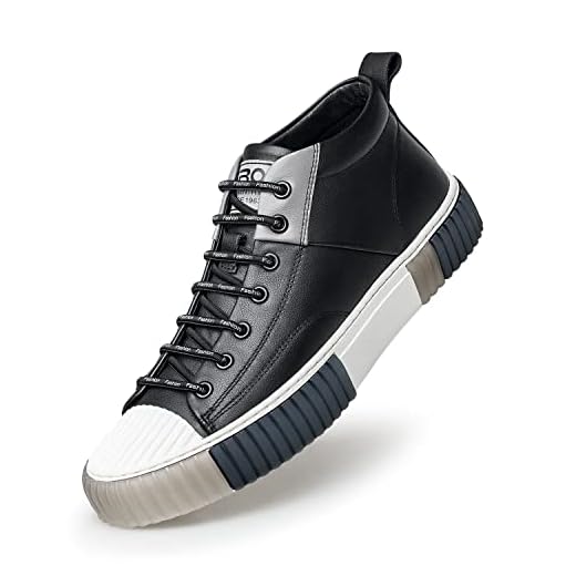 ZRO Men's High Top Sneakers,Leather Breathable Casual Shoes for Men’S05806 Black 6.5