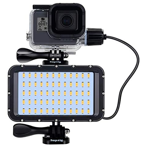 Suptig 60 LED Video Light with 5200mAh Portable Charger Portable Lighting Compatible for Gopro Hero 12, Hero 11/10/9/8/7/6/5/4/3/3+/Gopro Max, Fusion, DJI osmo Insta 360 ace pro, Waterproof 164ft Cover