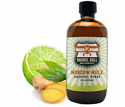 Barrel Roll Bar Essentials Cocktail Mixers - Moscow Mule Cocktail Mix - All-Natural Moscow Mule Drink Mix - USA Handcrafted Cocktail Syrups - Small Batch Cocktail Bitters w/ Real Cane Sugar - 8 Ounce