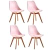 DORAFAIR Set van 4 Scandinavische eetkamerstoelen met gewatteerde en massief houten beukenpoten, moderne…