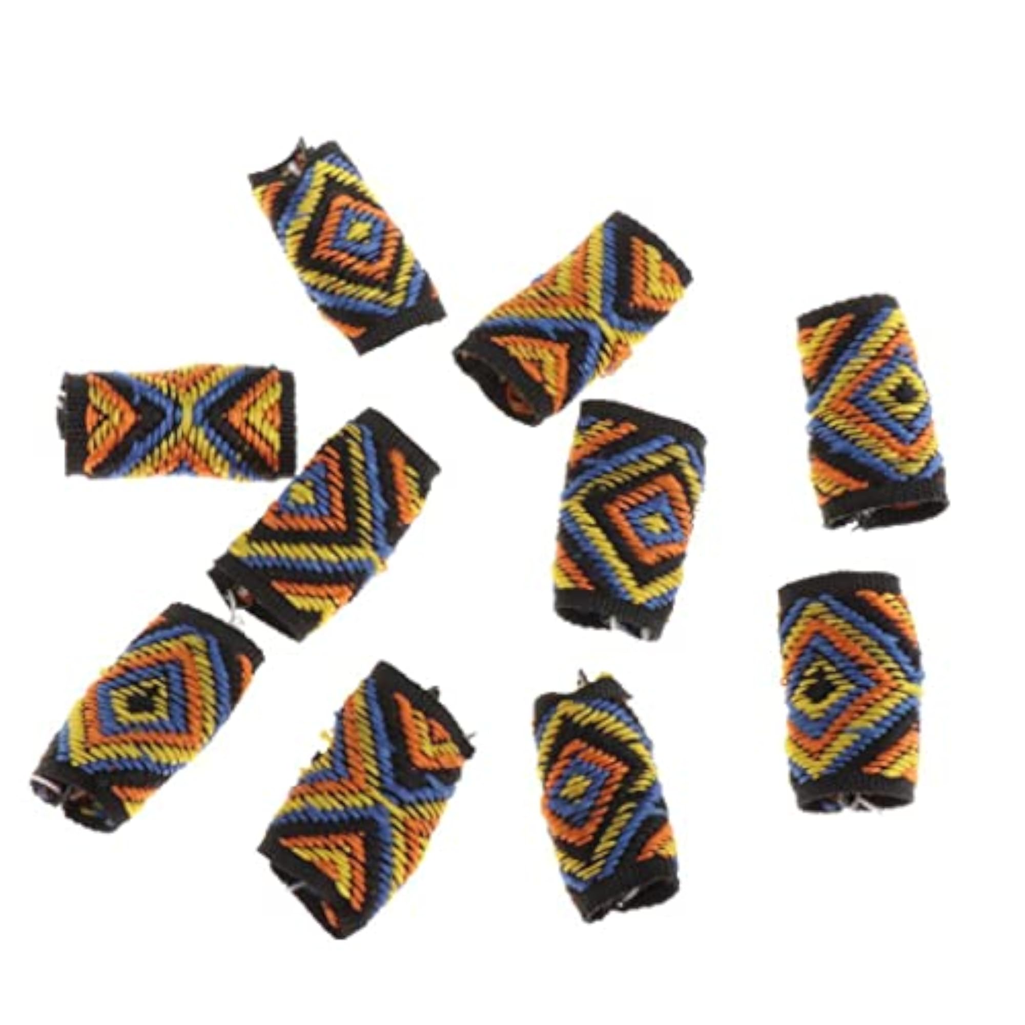 10x Knitted Fabric Hair Dreadlock Beads Tubes for DIY Braids Pendants