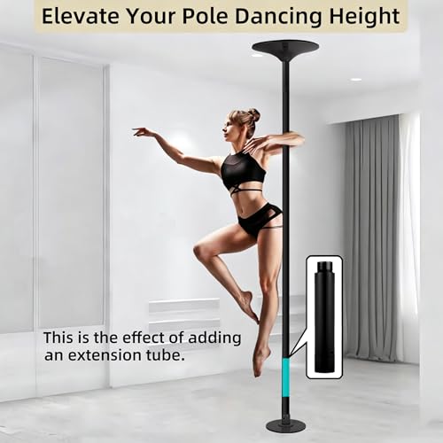 Image of Pole Extension for Pole Dancing 45mm - 125 /250 /500mm Dancing Pole Extension, Easy to Install, Smooth Connection Chrome Extension for Dance Pole (Black, 125 Millimeters)