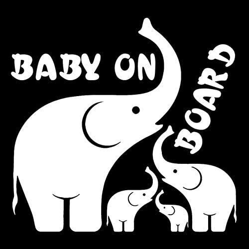 Shikelang Car Stickers，Sticker 16.5X15.7CM Elephant Family Baby Creative Cartoon Car Sticker Baby ON Board Warning Decals car Stickers，Sticker (Color Name : Black) shikelang (Size : Silver)
