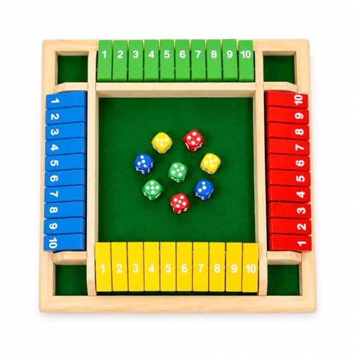 Image of Wooden Shut The Box Game | 4 Player Family Board Game | Math & Strategy Learning Toy for Kids & Adults | Screen-Free Family Fun