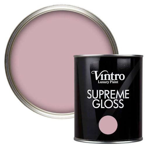 Vintro Paint | Gloss Paint | for Walls | Wood | Trim | Gloss Furniture Paint | Interior & Exterior Use. 1 Litre (Dusky Pink - Albert Bridge)
