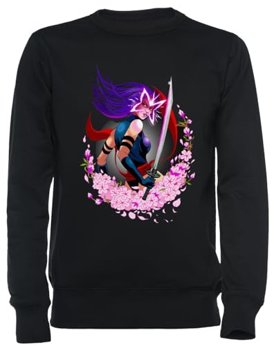 Psylocke Sweat-Shirt Noir premium en coton lourd avec finitions soignées unisexes