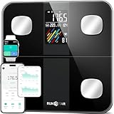 RunSTAR Báscula de Baño Inteligente, Peso y Porcentaje de Grasa, Báscula Digital de Baño de Alta Precisión con Pantalla Grande, IMC, Frecuencia Cardíaca y 15 Métricas, APP Fitness, Hasta 400 lb