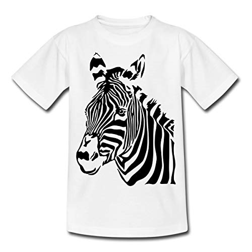 Zebra Porträt Zebrakopf Kinder T-Shirt, 110-116, Weiß