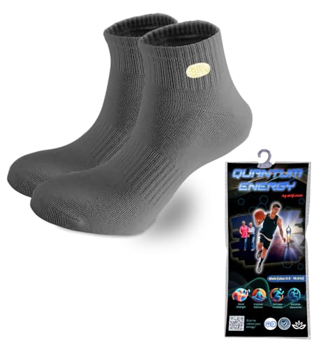 OMEO Quantum Energy Short Socks for Men – Pain Relief, Circulation Boost, Balance & Stability – Graphene-Infused, Moisture-Wicking, Odor-Resistant, Joint Support – Grey