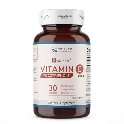WELLNESS EXTRACT Eannatto Tocotrienols Vitamin E Supplements Tocopherol Free Non-GMO Gluten Free & Antioxidant (300MG 30 Softgels)