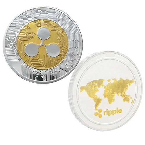 Gold-Plated Ripple XRP Coin – XRP Ripple Physical Crypto Coin – Commemorative Cryptocurrency Collectible – Hobby Gift for Crypto Enthusiasts (Silver1PCS)