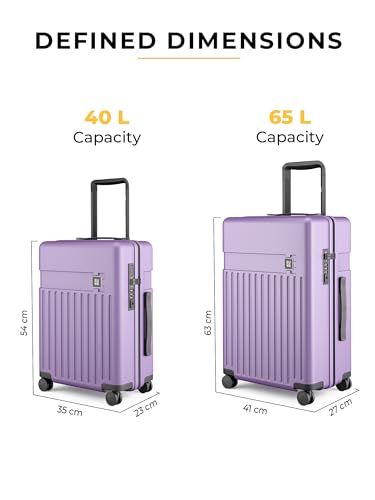 Image of EUME Classic Cabin 55 Cm and Check-in Medium 65 Cm Luggage Trolley Bags for Travel - Set of 2 (Violet Ash) | Polycarbonate (PC) 8 Hinomoto Wheels Suitcase | Cabin Trolley Bags | Luggage