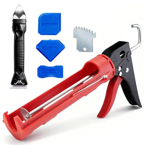 Caulk Gun Kit with 3 Silicone Tools and Remover