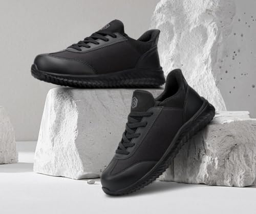 Image of LARNMERN Slip on Steel Toe Shoes for Men Women Composite Toe Shoes Slip on Sneakers Work Safety Shoes Comfortable Lightweight Construction Running Walking Tennis Shoes