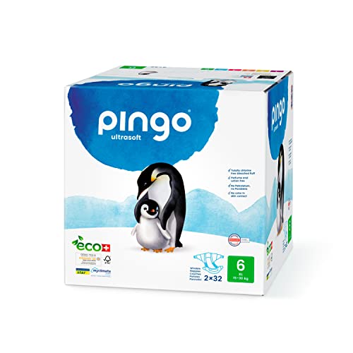 Pingo Pañales Anti-Alergénicos, Talla 6 XL (15-30 kg), 2 x 32 Unidades
