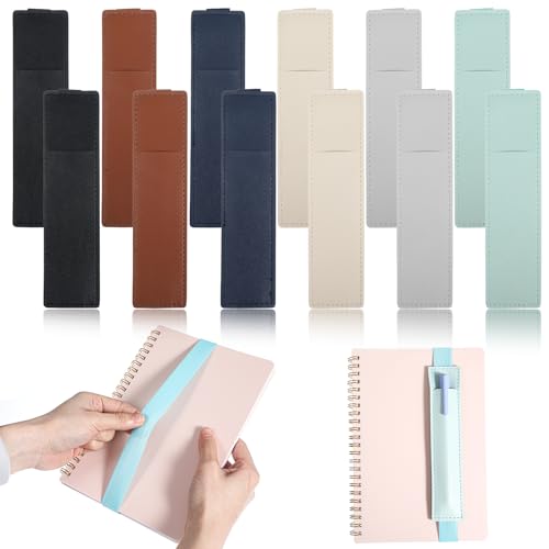 Bremorou 12 Stück Stiftschlaufe Kalender Stifteetui Mit Elastisch Band Wiederverwendbare Buch Pen Loop Verstellbarer Stiftschlaufe Mit Elastischem Band Leder Stifthalter Für Notizblock Kalender