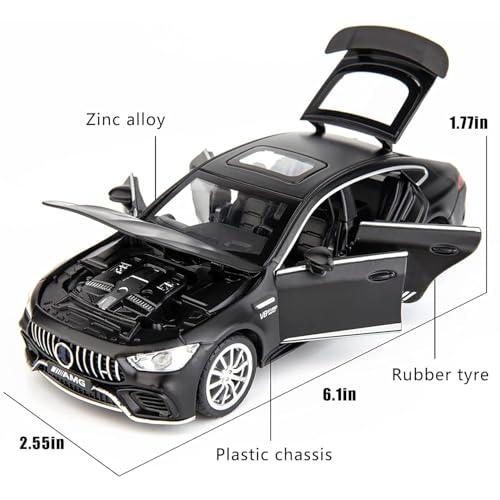 Image of BlackZone 1:32 Compatible for Mercedes AMG Benz GT63 Toy Car Metal Pull Back Diecast Car with Openable Door and Sound Light, Gifts Toys for Kids (Black)